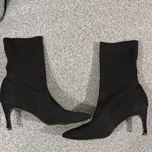 Elegant Black Women's Knit Ankle Boots